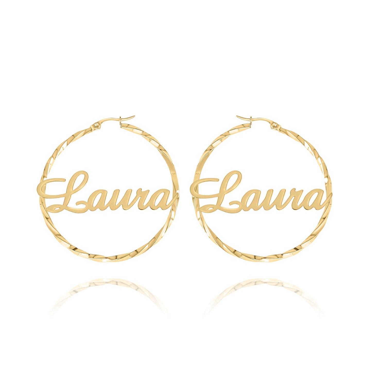 Personalized Name Hoop Earrings – Twisted Design