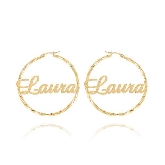 Personalized Name Hoop Earrings – Twisted Design