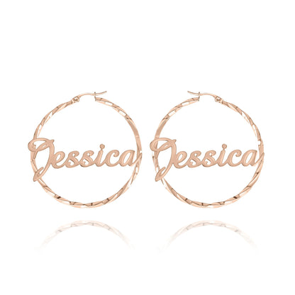 Personalized Name Hoop Earrings – Twisted Design