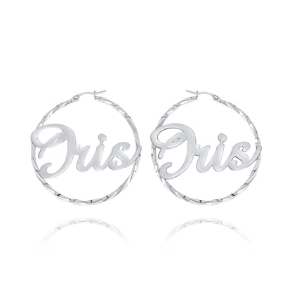 Personalized Name Hoop Earrings – Twisted Design
