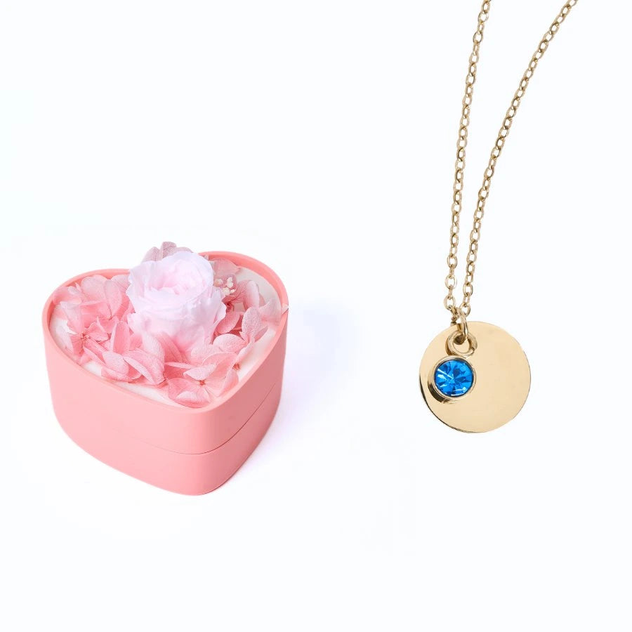 Mini Cœur Éternel & Collier Disque Personnalisé
