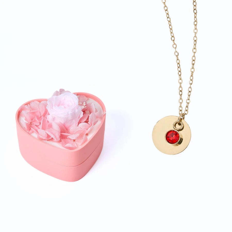 Mini Cœur Éternel & Collier Disque Personnalisé