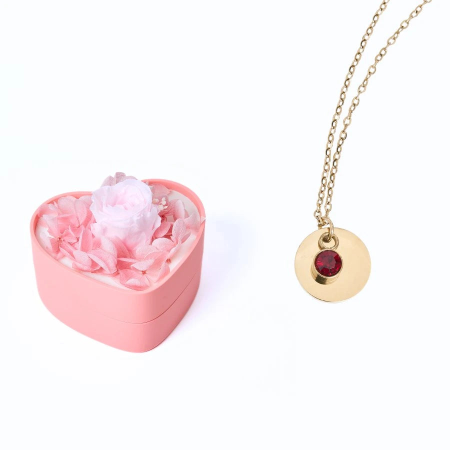 Mini Cœur Éternel & Collier Disque Personnalisé