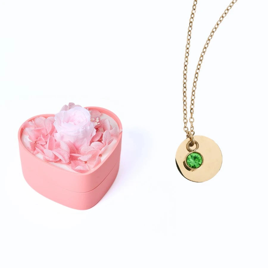 Mini Cœur Éternel & Collier Disque Personnalisé