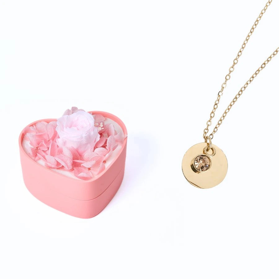 Mini Cœur Éternel & Collier Disque Personnalisé