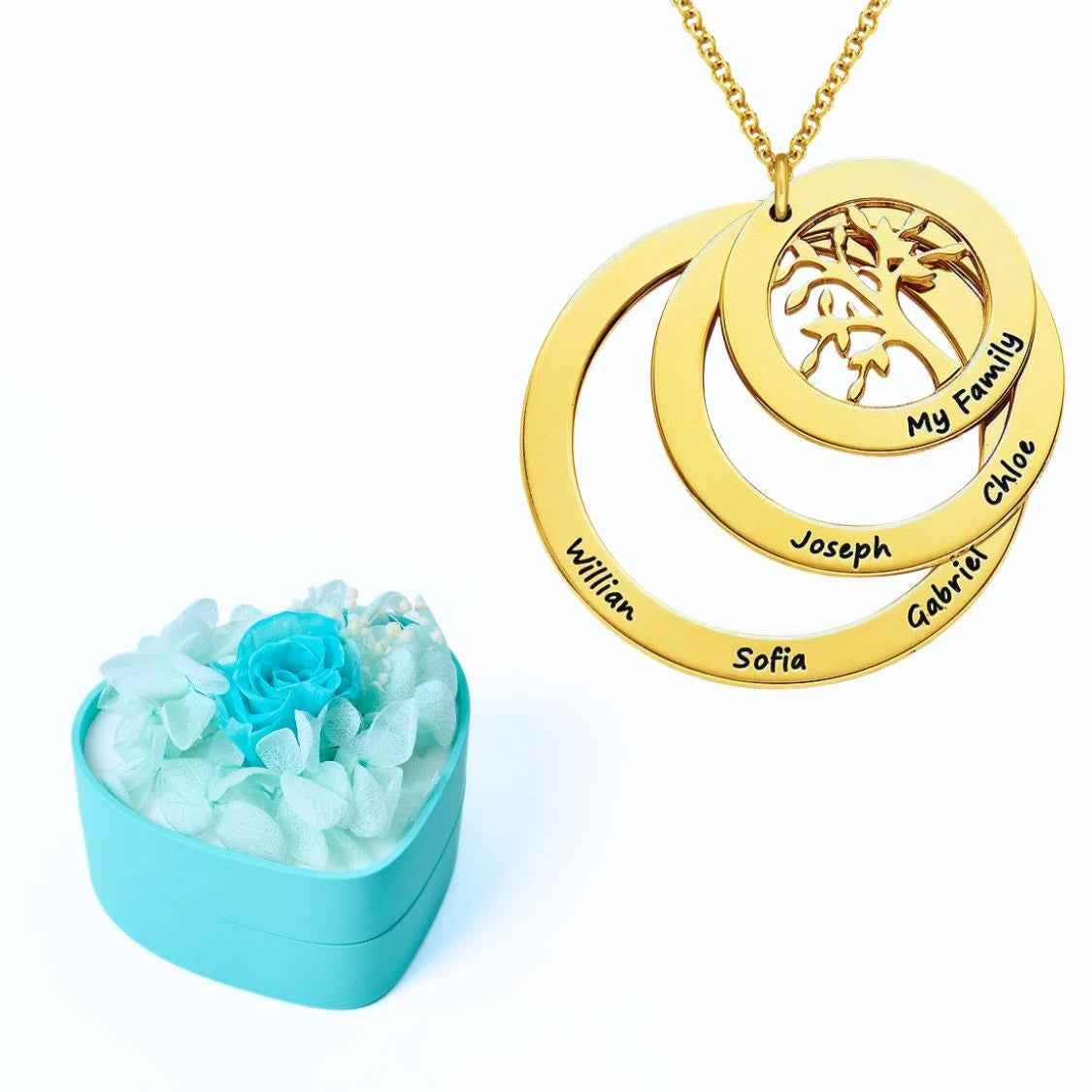 Mini Eternal Heart & Tree of Life Personalized Necklace