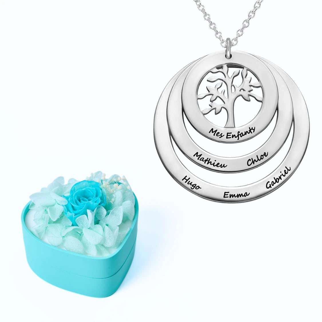Mini Eternal Heart & Tree of Life Personalized Necklace