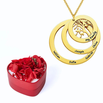 Mini Eternal Heart & Tree of Life Personalized Necklace