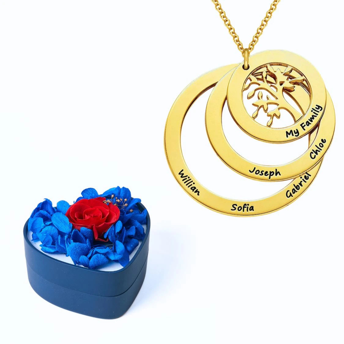 Mini Eternal Heart & Tree of Life Personalized Necklace